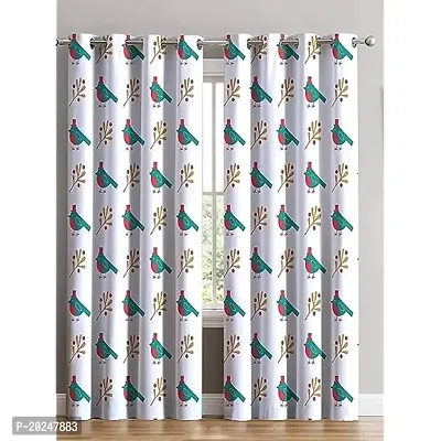 VIS 3D Birds Digital Printed Blackout (100%) Fabric Curtains for Bed Room, Living Room, Color White Window/Door/Long Door (D.N. 1761) (1, 4 x 9 Feet (Size: 48 x 108 Inch) Long Door)