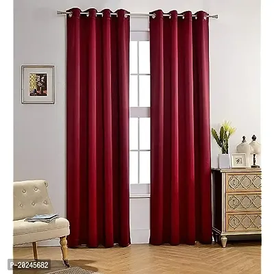 VIS Both Sided 100% Blackout Fabric Curtain for Bed Room Kids Room Living Room Drawing Room Color Maroon Window/Door/Long Door (D.N.201)
