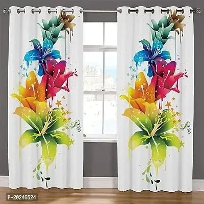 VIS Polyester Colourful Flower Curtain, 4 x 7 Feet (size : 48 x 84 Inch) , Multicolour