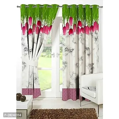 VIS 3D Flower Digital Printed Polyester Fabric Curtains for Bed Room, Living Room Kids Room Drawing Room Color Multi Window/Door/Long Door (D.N. 698)