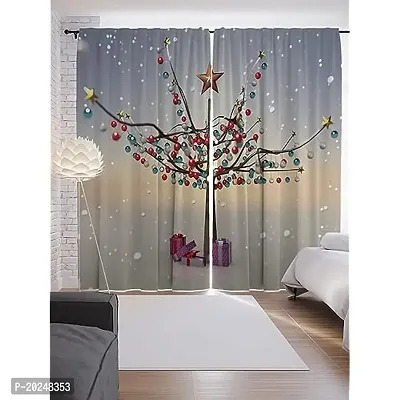 V21 DECOD? 3D Tree Digital Printed Polyester Fabric Curtains for Bed Room, Living Room Kids Room Color Grey Window/Door/Long Door (D.N.2143)-thumb0