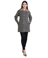 Latest Women Woolen Beige Fur Coat Sweaters-thumb2