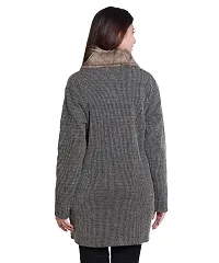 Latest Women Woolen Beige Fur Coat Sweaters-thumb3