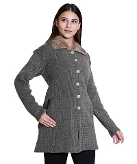 Latest Women Woolen Beige Fur Coat Sweaters-thumb1