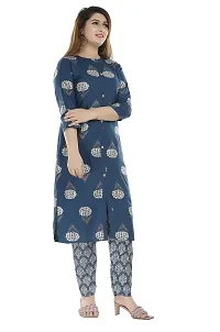 Om Sundaraaya Women's Rayon Straight Kurta with Pant Set-thumb3