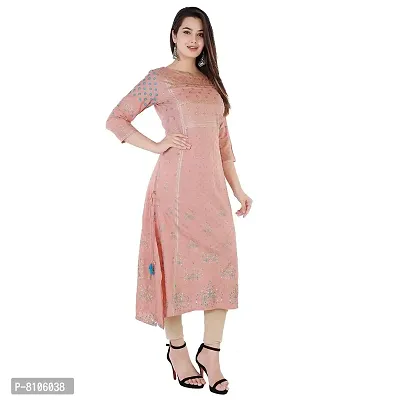 Chahit Women's Rayon Calf Length Kurta (XX-Large, Pink)-thumb2