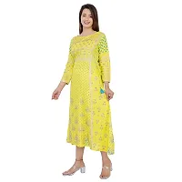 Om Sundaraaya Women's Rayon A- Line Kurta (X-Large, Yellow)-thumb2