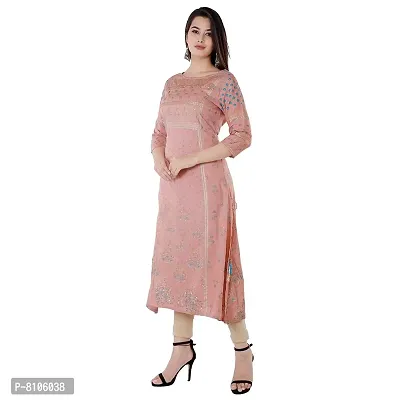 Chahit Women's Rayon Calf Length Kurta (XX-Large, Pink)-thumb3