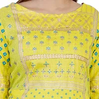 Om Sundaraaya Women's Rayon A- Line Kurta (X-Large, Yellow)-thumb3