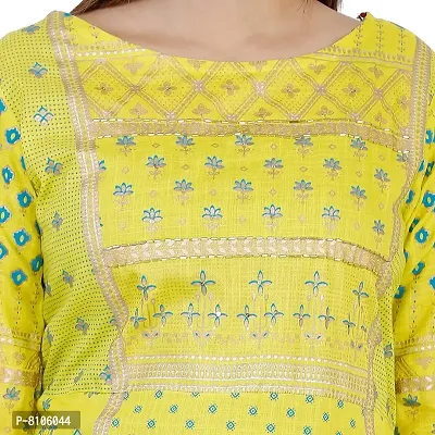 Om Sundaraaya Women's Rayon A- Line Kurta (X-Large, Yellow)-thumb4