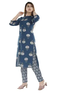 Om Sundaraaya Women's Rayon Straight Kurta with Pant Set-thumb2