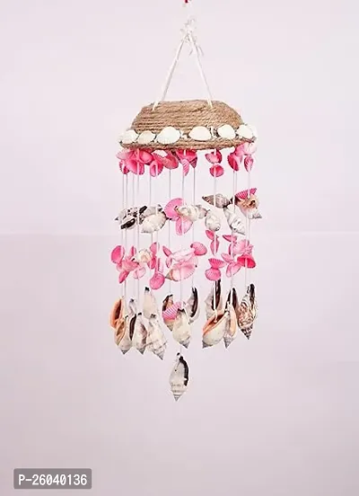 Multi Color Decorative Handcrafted Artificial Sea Shell Wind Chime Pink Shells (Pink And White)