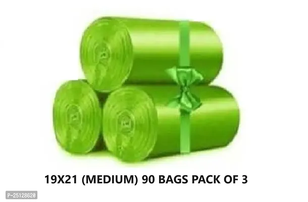 Oxo Biodegradable Garbage Bags 19 X 21 Inches (Medium Size) 90 Bags (3 Rolls) Dustbin Bag/Trash Bag - Green Color-thumb0