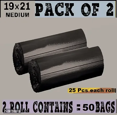 Garbage Bags 19 X 21 Inches (Medium Size) 50 Bags (2 Rolls)