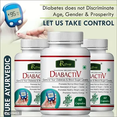 Diabactive Herbal Capsules For Control Your Diabetes  Blood Sugar Levels 100% Ayurvedic Pack Of 3