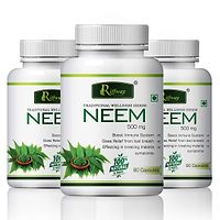 Neem Herbal Capsules For Blood Purifier, Treats Acne & Other Skin Diseases 100% Ayurvedic Pack Of 3-thumb1