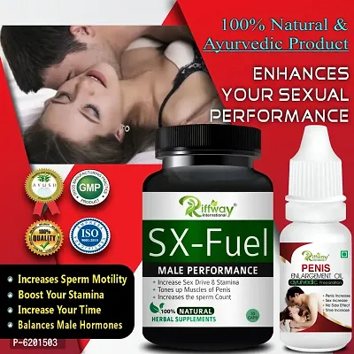 SX Fuel Herbal Capsules and Penis Enlargement Oil For Bigger Strong Man Enlarger Max Size Capsules Gold Large Extra - 30 Capsules, 15 ml