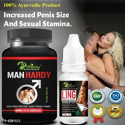 Man Hardy Herbal Capsules and Ling Booster Oil For mprove Men Sexual Stamina | Increase Power and Performance - 30 Capsules, 15 ml