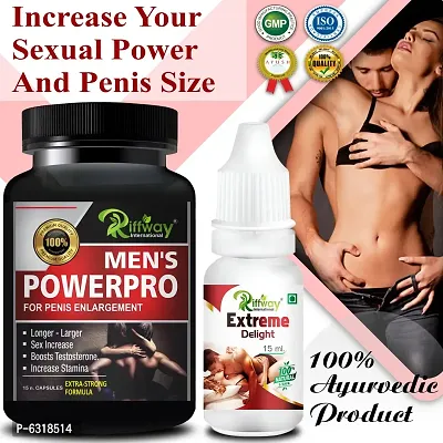 Men Power Pro Herbal Capsules And Extreme Delight Oil For Promotes Long Intimacy Timing|Enhances Organ Size-thumb0