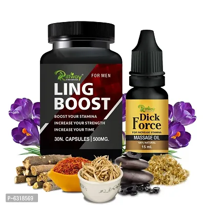 Ling Boost Herbal Capsules And Dick Force Oil For Promotes Long Intimacy Timing|Enhances Organ Size-thumb0