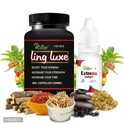 Ling Luxe Herbal Capsules And Extreme Delight Oil For Long Time Sex Power Medicines Capsules For Men