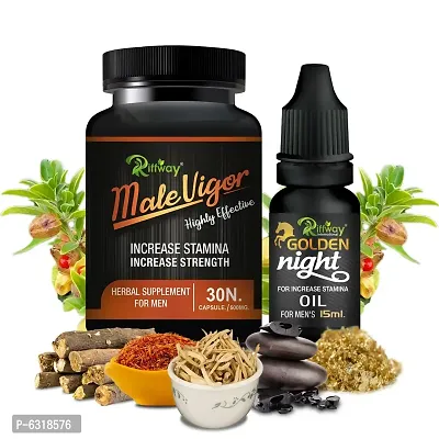 Male Vigor Herbal Capsules And Golden Night Oil For Endurance And Performance, Male Booster Medicine, Stamina Booster Lubricants