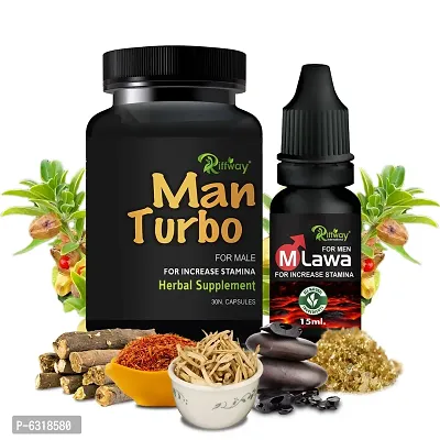 Man Turbo Herbal Capsules And M Lawa Oil For Sexual Weakness And Strength, Erectile Power For Men And Boys