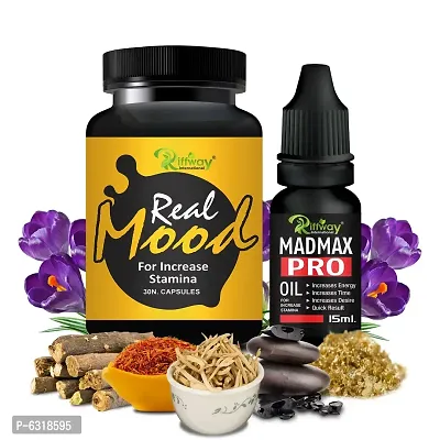 Real Mood Herbal Capsules And Mad Max Pro Oil For Long Time Sex Power Capsules For Men