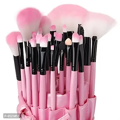 24 Piece Pink Makeup brush with Leather