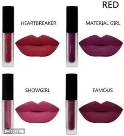 BEAUTY Mini Lipsticks Combo Pack of 4 Liquid Matte Lipstick Set, Red Edition-thumb0