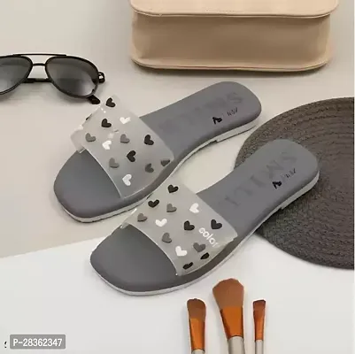 Elegant Grey EVA Printed Slippers For Women