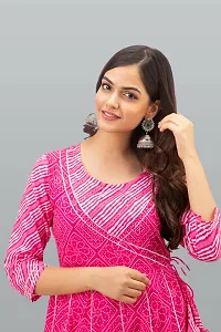 Beautiful Anarkali Pink Embellished Cotton Kurta Bottom Dupatta Set For Women-thumb3