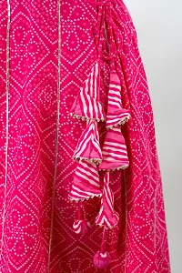 Beautiful Anarkali Pink Embellished Cotton Kurta Bottom Dupatta Set For Women-thumb1