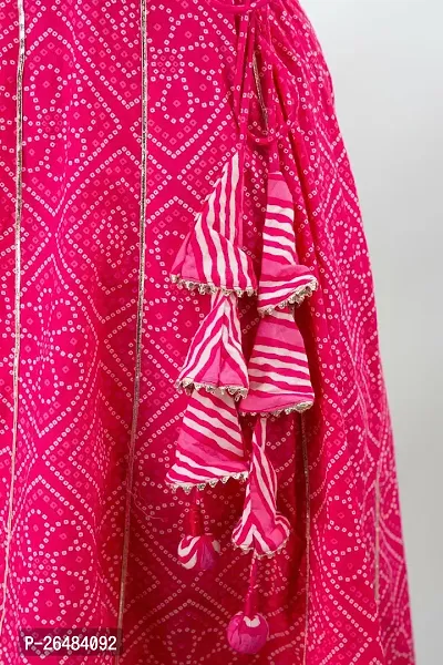 Beautiful Anarkali Pink Embellished Cotton Kurta Bottom Dupatta Set For Women-thumb2