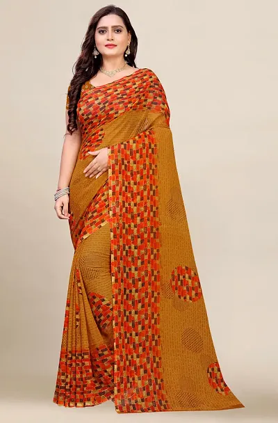 Elegant Silk Blend Saree With Blouse Piece For Women