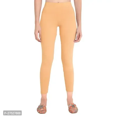 Stylish Peach Cotton Solid Leggings For Women-thumb0