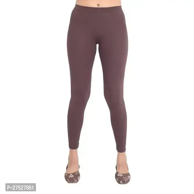 Stylish Brown Cotton Solid Leggings For Women-thumb0