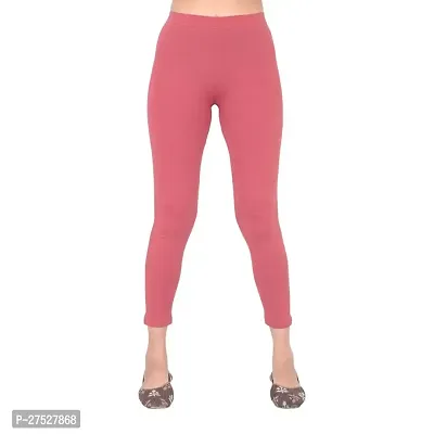 Stylish Pink Cotton Solid Leggings For Women-thumb0