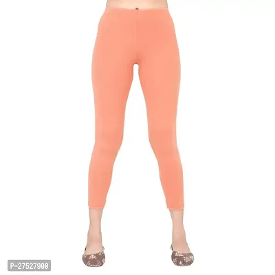 Stylish Peach Cotton Solid Leggings For Women