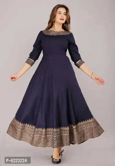 Beautiful Rayon Stitched Ethnic Gown for Women-thumb0