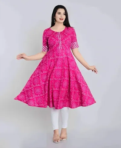 Women Floral Print Viscos Rayon Anarkali Kurta