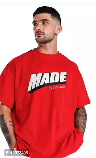 Stylish Red Cotton Blend T-shirt For Men-thumb0