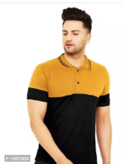 Stylish Yellow Cotton Blend T-shirt For Men-thumb0