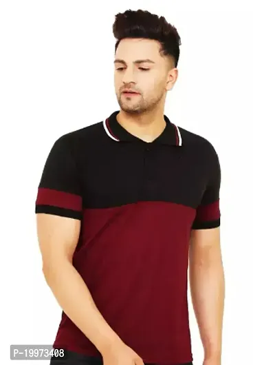 Stylish Maroon Cotton Blend T-shirt For Men-thumb0