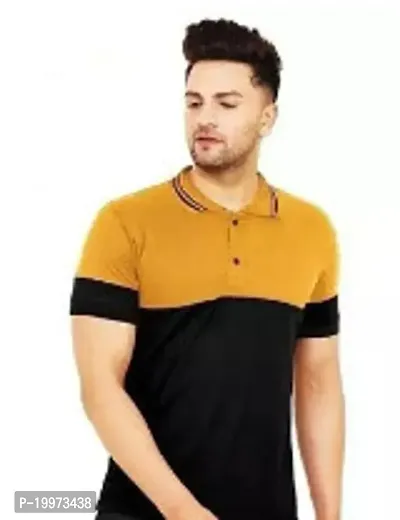 Stylish Yellow Cotton Blend T-shirt For Men-thumb0