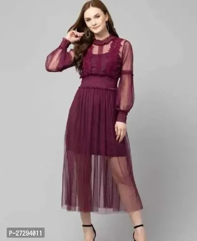 Stylish Maroon Four Way Cotton Dress For Women-thumb0