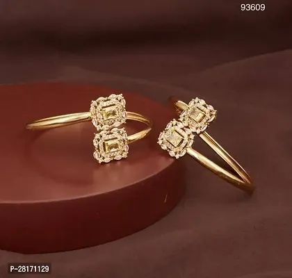 Elegant Golden Brass Bangles For Women Pack Of 2-thumb0