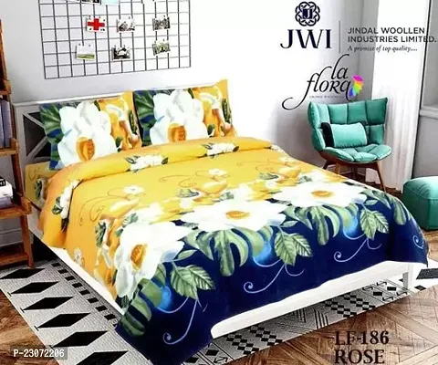 Graceful Glace Cotton Yellow Floral Bedsheet With 2 Pillow Covers