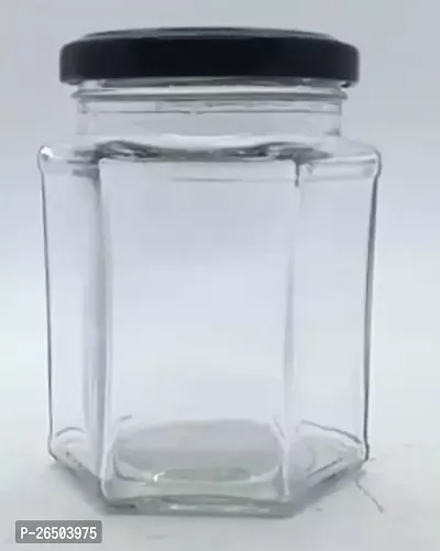 Useful Glass Airtight Hexa Jar- 300 Ml