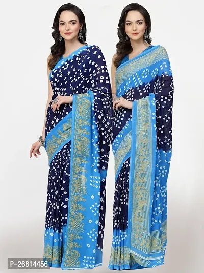 Beautiful Georgette Saree With Blouse Piece For Women Pack Of 2-thumb0